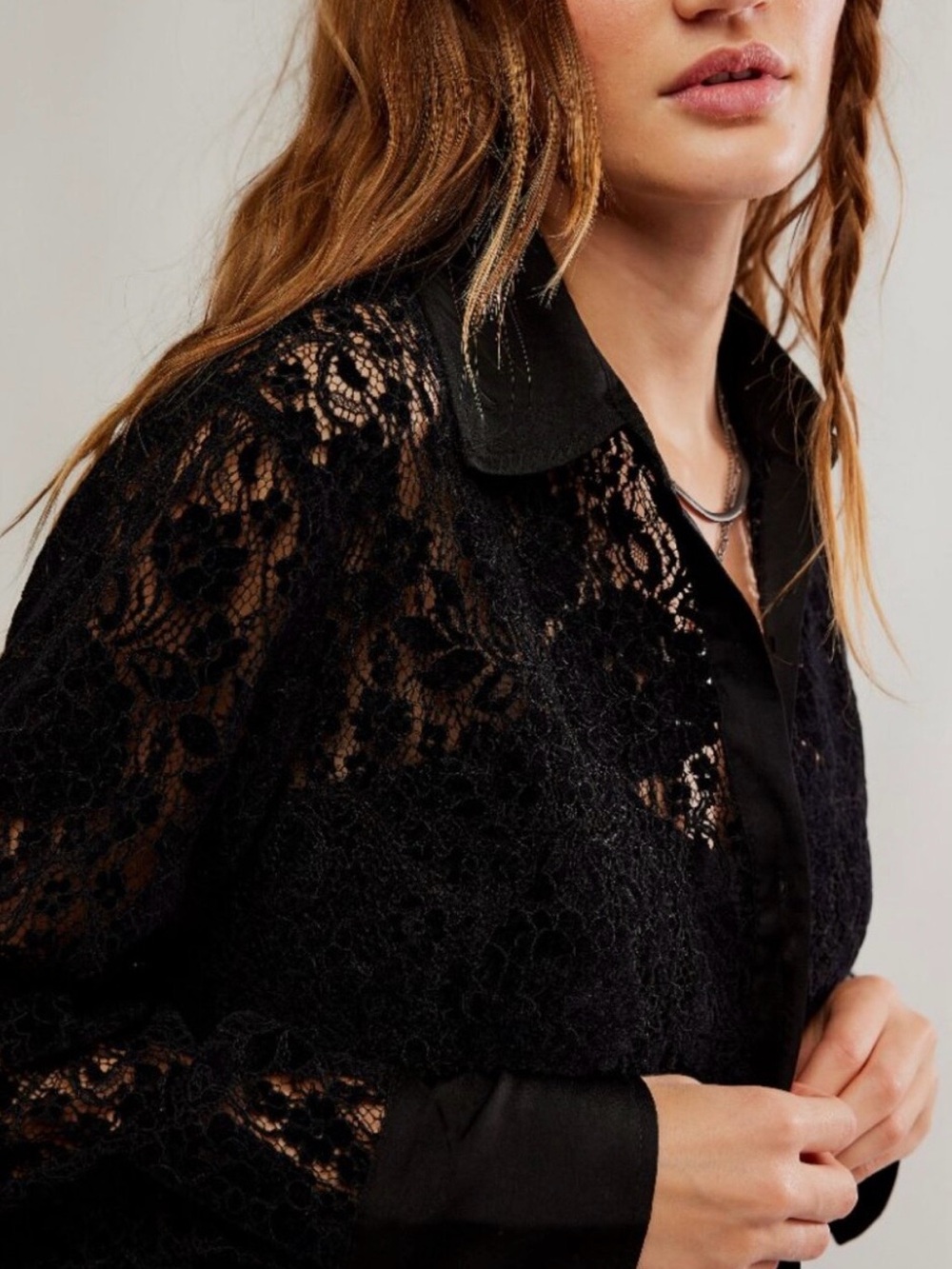 NWT Free People Button Down Lace Top - Picture 3 of 6